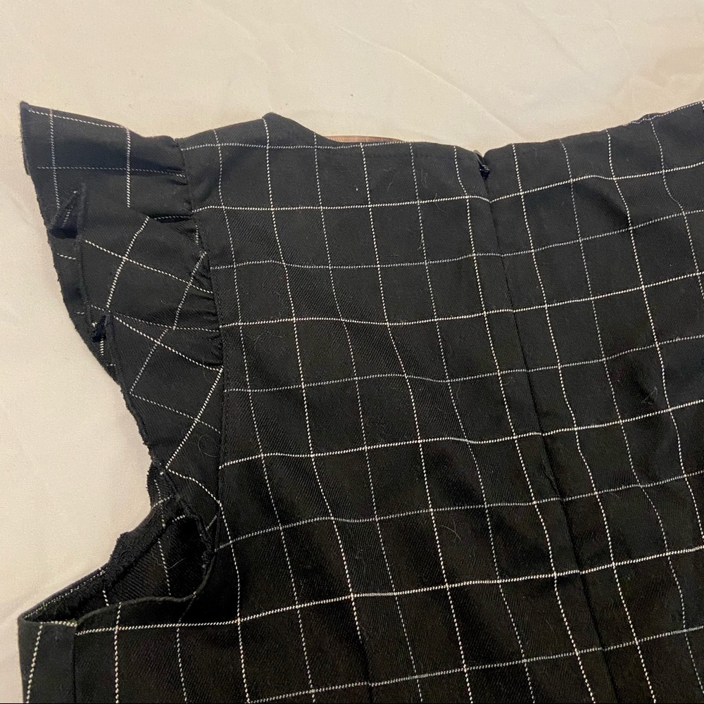 Loft Black Grid Print Windowpane Flutter Shift Dr… - image 7